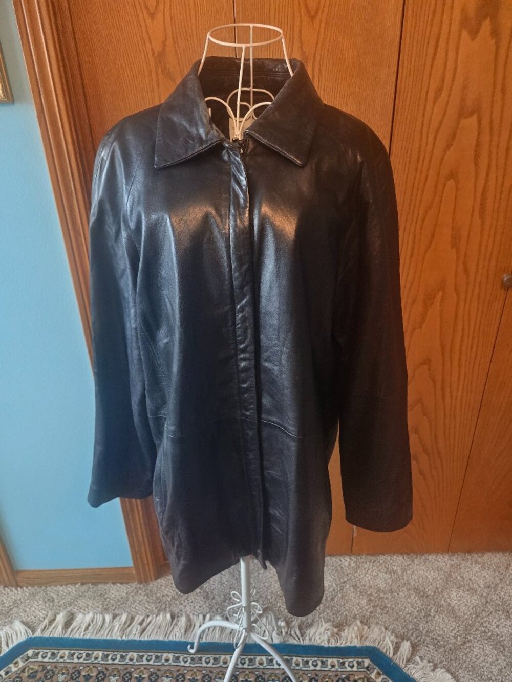 Worthington Genuine Lambskin Leather Coat Women’s Large Black